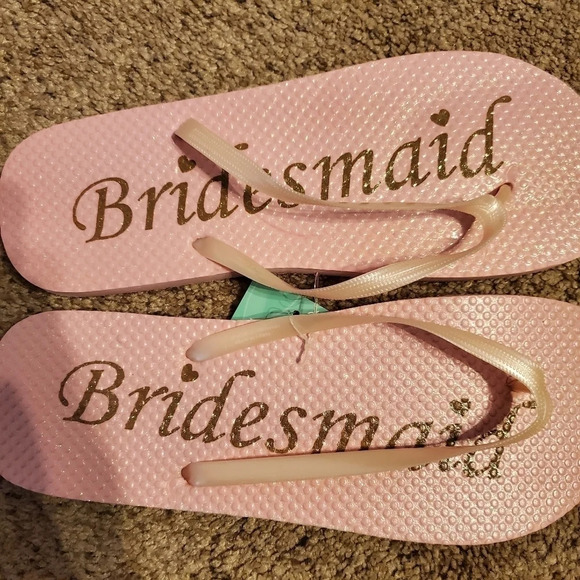 Bridesmaid Wedding Bridal Flip Flops XL 11/12 - Picture 3 of 6